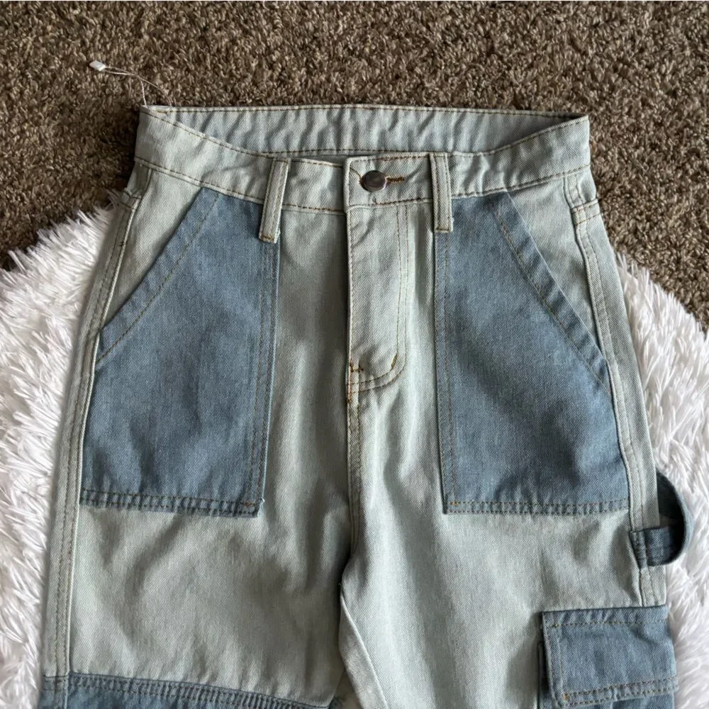 Cargo Carpenter Jeans Two Tone Blue Womens‎ Size Medium